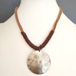 Lia Sophia shell, seed bead & cord necklace